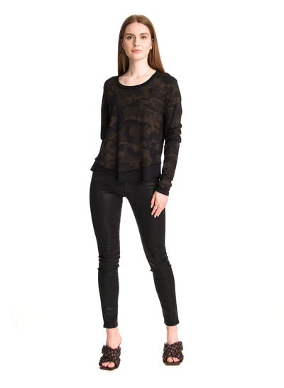 CHRLDR Ava Long Sleeve Mock Layer T-shirt - Black Camo