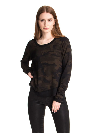 CHRLDR Ava Long Sleeve Mock Layer T-shirt - Black Camo