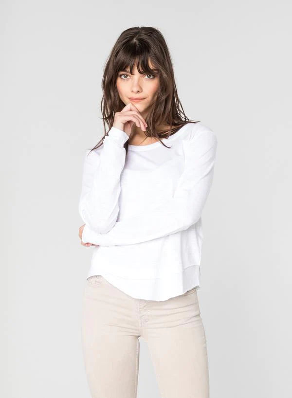 CHRLDR Ava Long Sleeve Mock Layer T-shirt - White