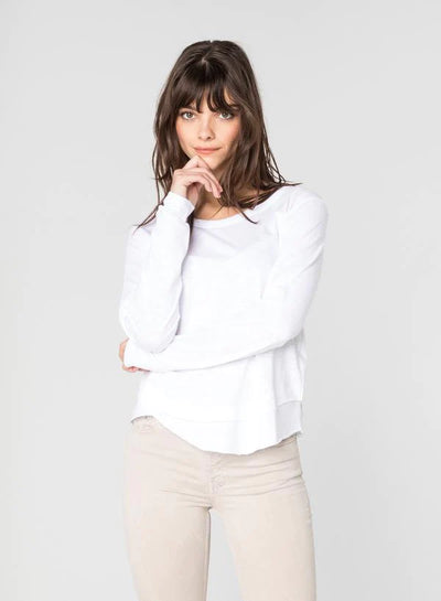 CHRLDR Ava Long Sleeve Mock Layer T-shirt - White