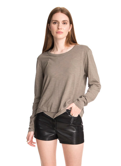 CHRLDR Ava Long Sleeve Mock Layer T-shirt - Olive