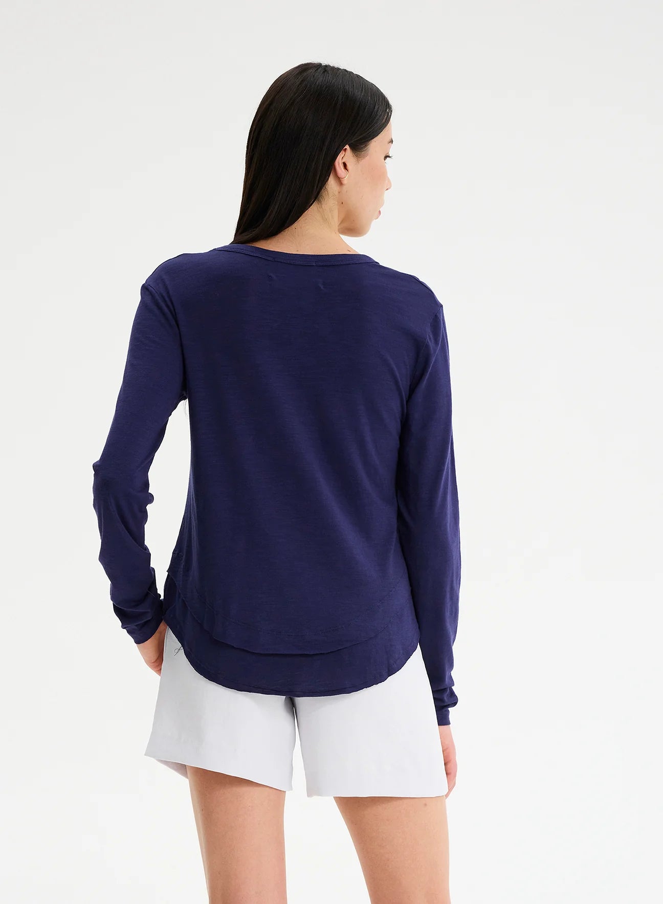 CHRLDR Ava Long Sleeve Mock Layer T-shirt - Midnight Blue
