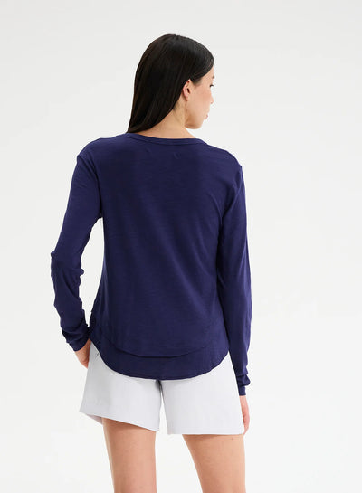 CHRLDR Ava Long Sleeve Mock Layer T-shirt - Midnight Blue