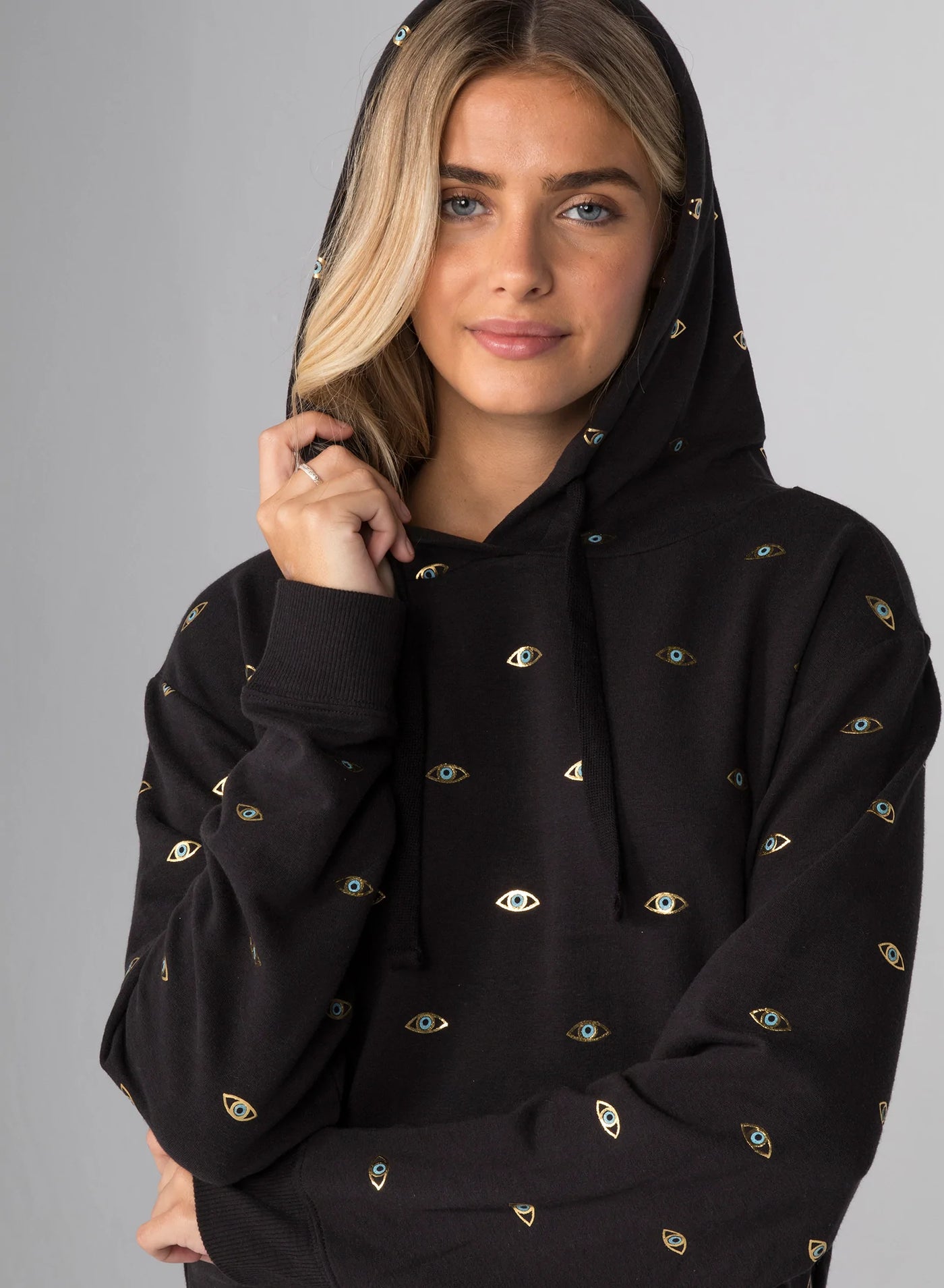 CHRLDR Black Evil Eye Crop Hoodie
