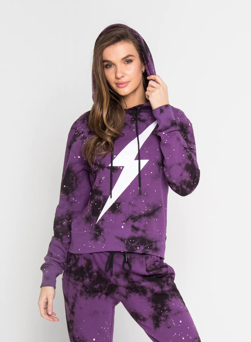 CHRLDR Bolt Crop Pullover Hoodie Purple/Black