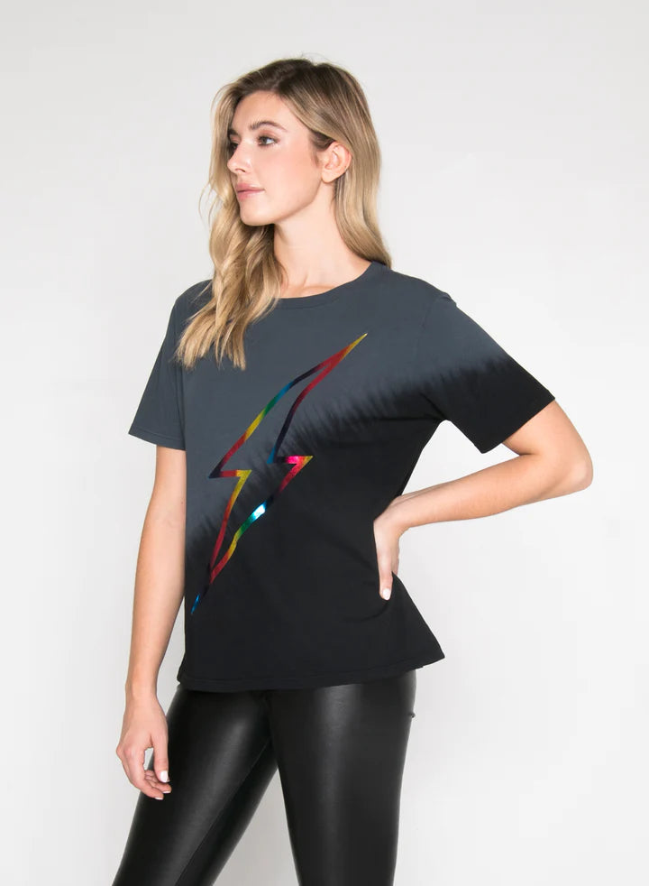 CHRLDR Rainbow Bolt Wide Tee Charcoal
