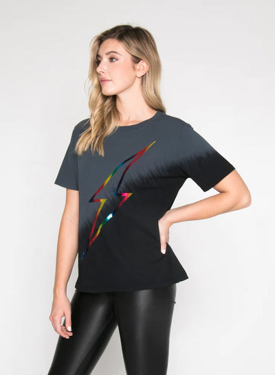 CHRLDR Rainbow Bolt Wide Tee Charcoal