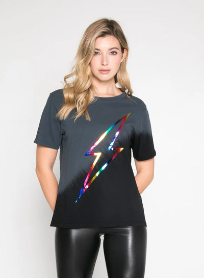 CHRLDR Rainbow Bolt Wide Tee Charcoal