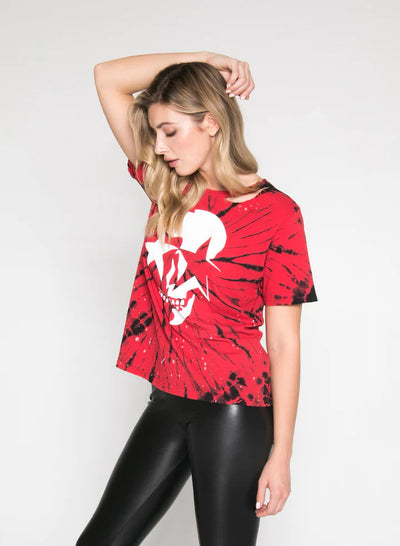 CHRLDR Shadow Star Skull Wide Tee Red