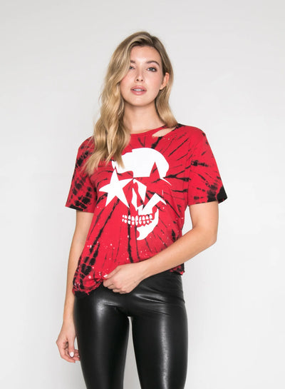 CHRLDR Shadow Star Skull Wide Tee Red