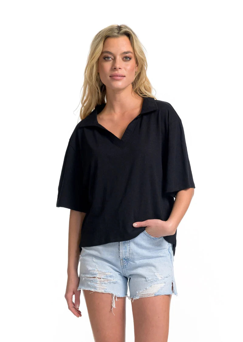 CHRLDR Alexis Dropped Shoulder Polo - Black