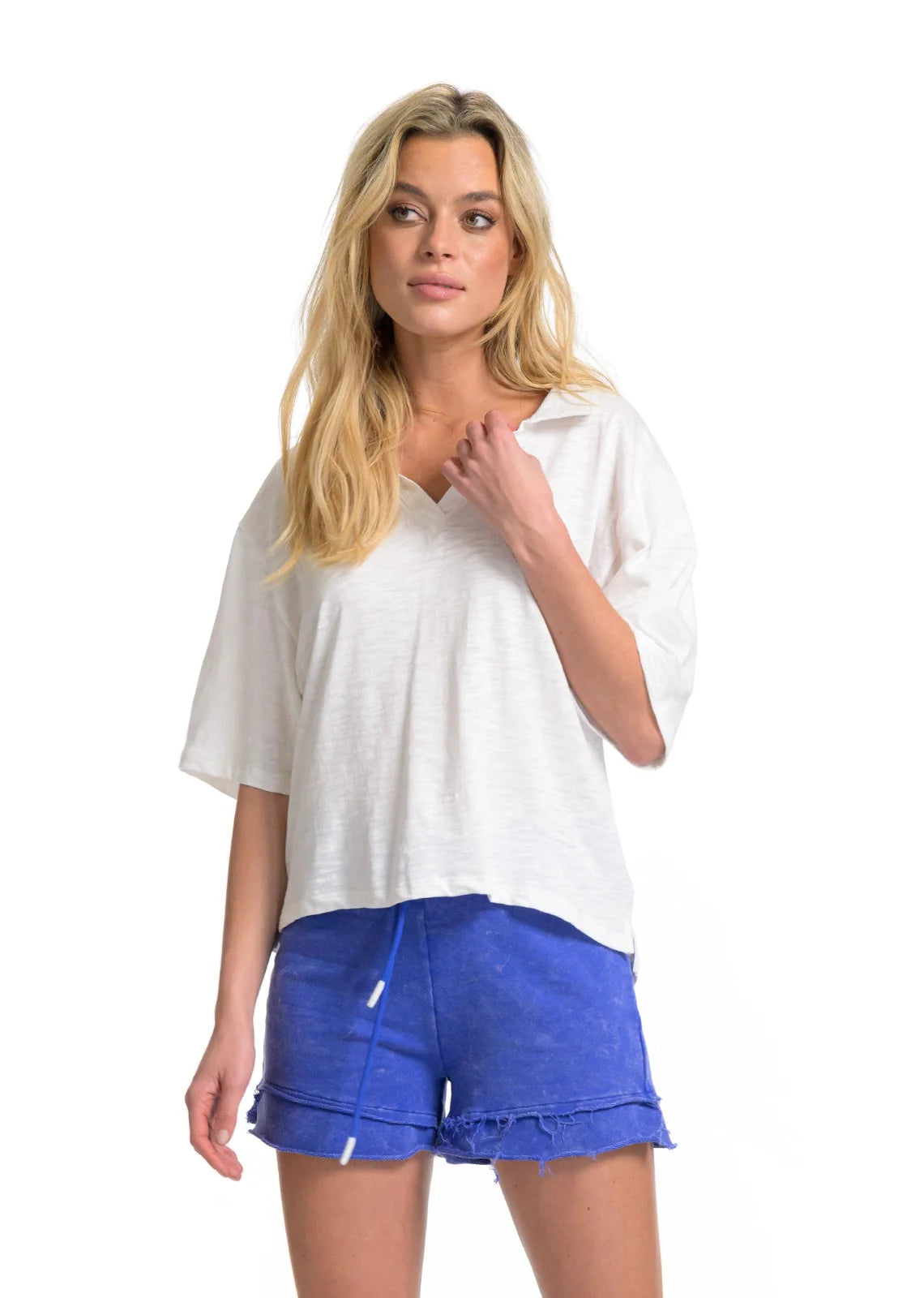CHRLDR Alexis Dropped Shoulder Polo - White