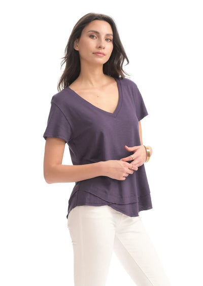 CHRLDR Ava Mock Layer V-Neck T-shirt - Deep Purple