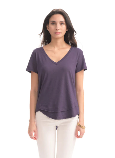 CHRLDR Ava Mock Layer V-Neck T-shirt - Deep Purple
