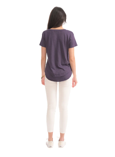 CHRLDR Ava Mock Layer V-Neck T-shirt - Deep Purple