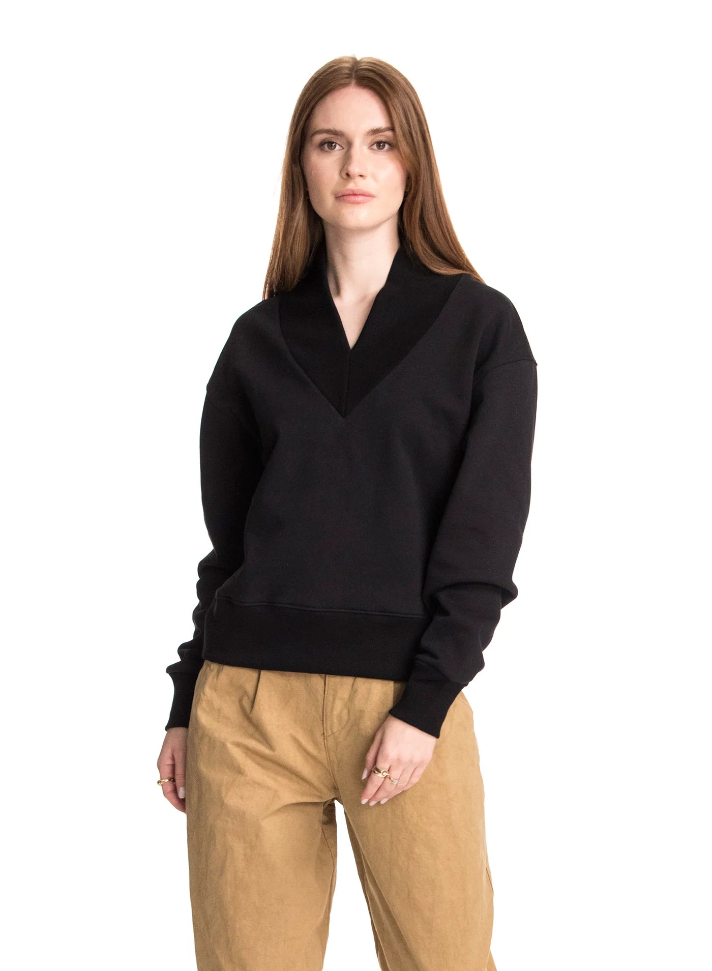 CHRLDR Cleopatra Ribbed Mock Sweatshirt - Black