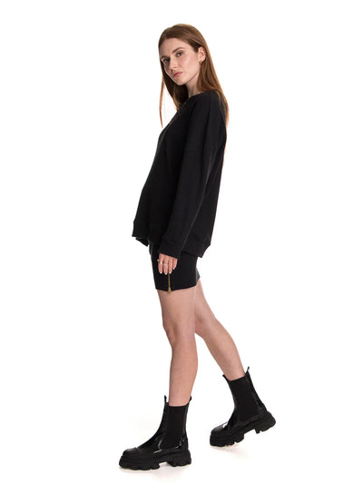 CHRLDR Evelyn Black Oversized Side Zip Sweatshirt