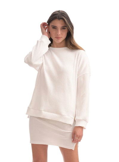 CHRLDR Evelyn Oversized Side Zip Sweatshirt - White