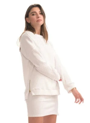 CHRLDR Evelyn Oversized Side Zip Sweatshirt - White