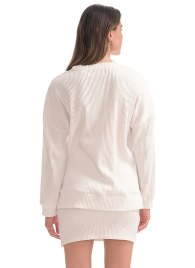 CHRLDR Evelyn Oversized Side Zip Sweatshirt - White