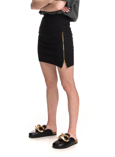 CHRLDR Sofia Black Side Zip Rib Skirt