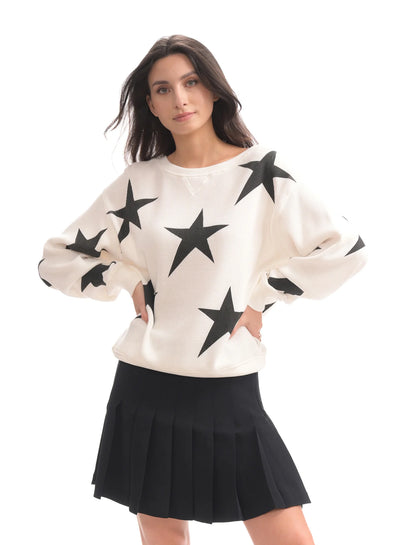 CHRLDR Asymmetrical Stars Crew Neck Sweatshirt - White