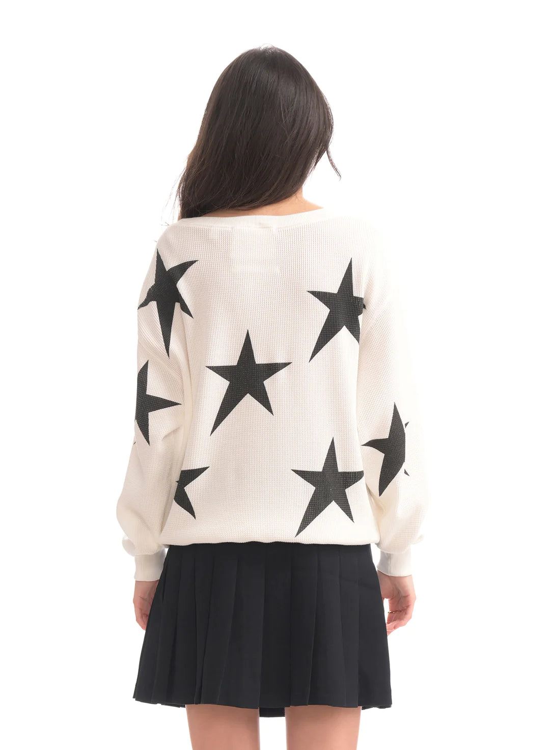 CHRLDR Asymmetrical Stars Crew Neck Sweatshirt - White