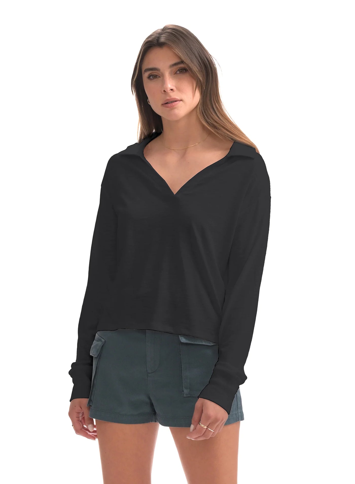 CHRLDR Alexis L/S Polo Shirt - Black