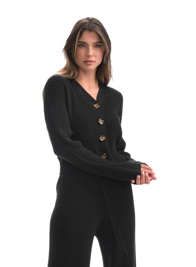 CHRLDR Cardibee Rib Knit Cardigan - Black