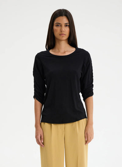CHRLDR Kristina Ruched Sleeve T-shirt - Black