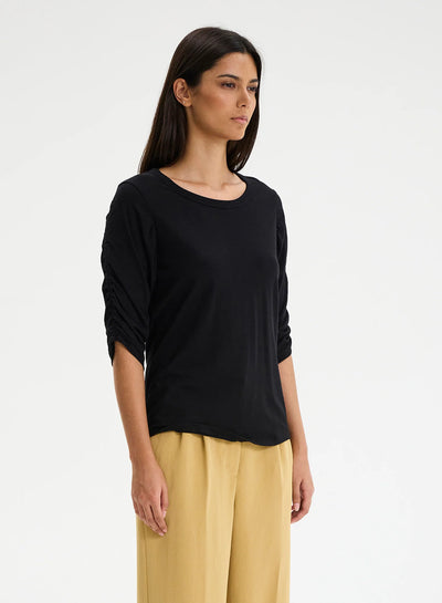 CHRLDR Kristina Ruched Sleeve T-shirt - Black