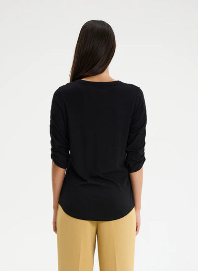 CHRLDR Kristina Ruched Sleeve T-shirt - Black