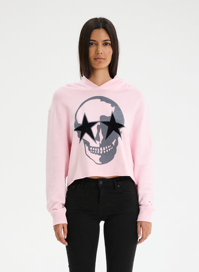 CHRLDR Skull Star Cutout Pullover Hoodie - Candy Pink