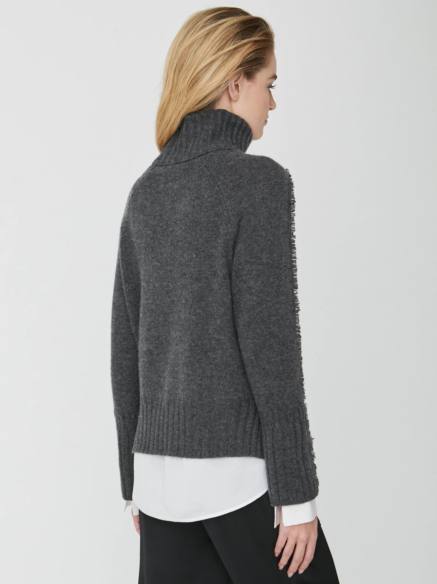 Brochu Walker Jolie Fringe Layered Top - Charcoal/White