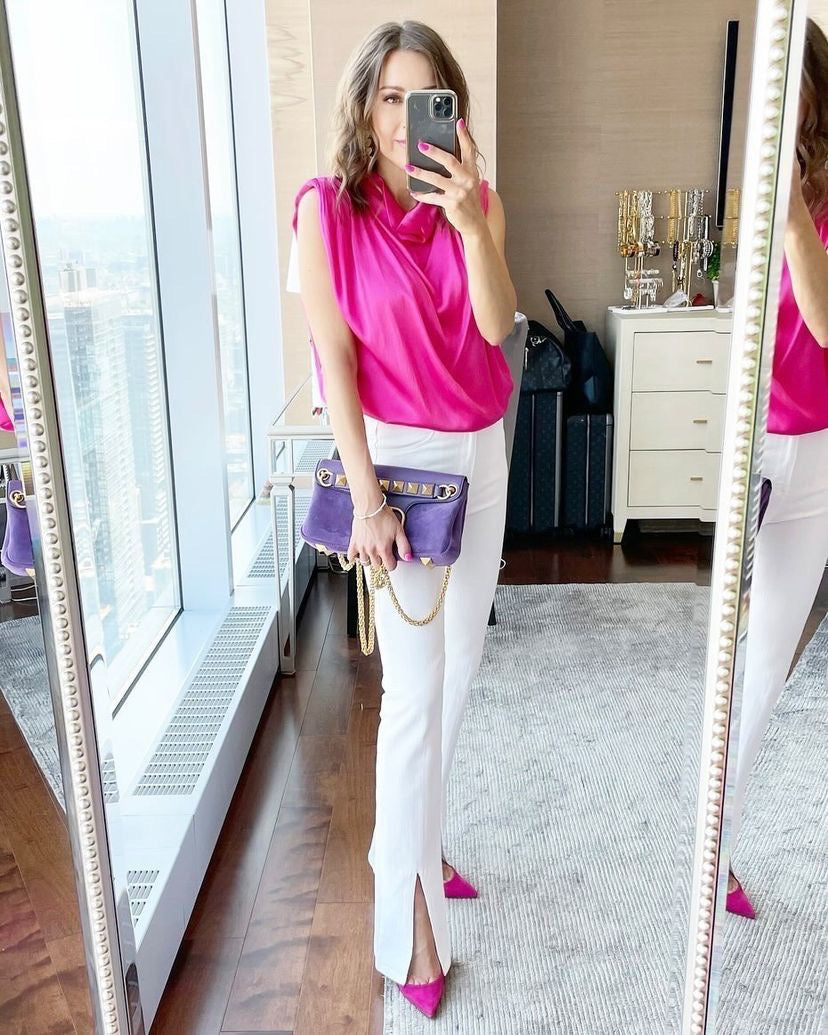 Fate Silky Padded Top - Fuschia