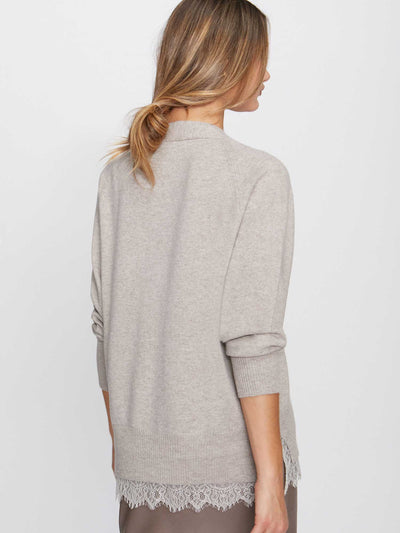 Brochu Walker Beige Lace Vee Layered Looker Top