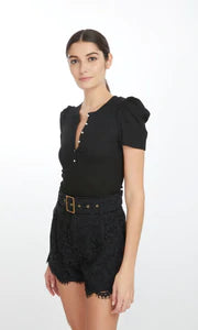 Generation Love Daniela Pearl Button Top - Black