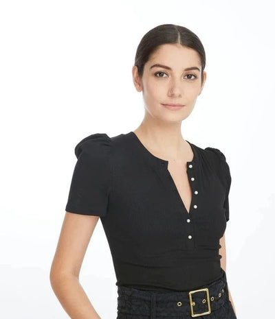 Generation Love Daniela Pearl Button Top - Black