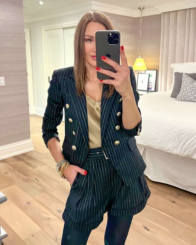 Generation Love Delilah Pinstripe Blazer - Black/Gold