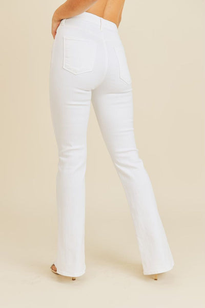 JBD Flare Denim w Front Slit - White