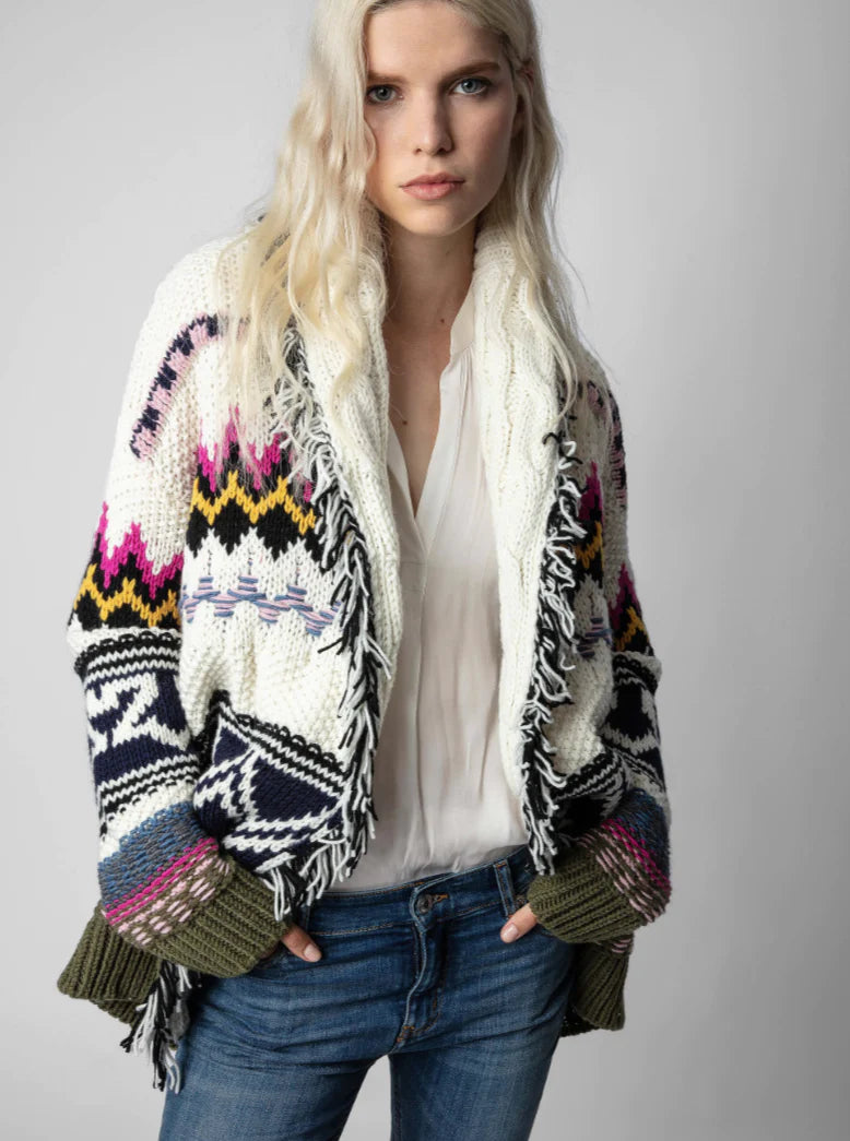Zadig & Voltaire Wool Knit Long Cardigan - Multi Colour
