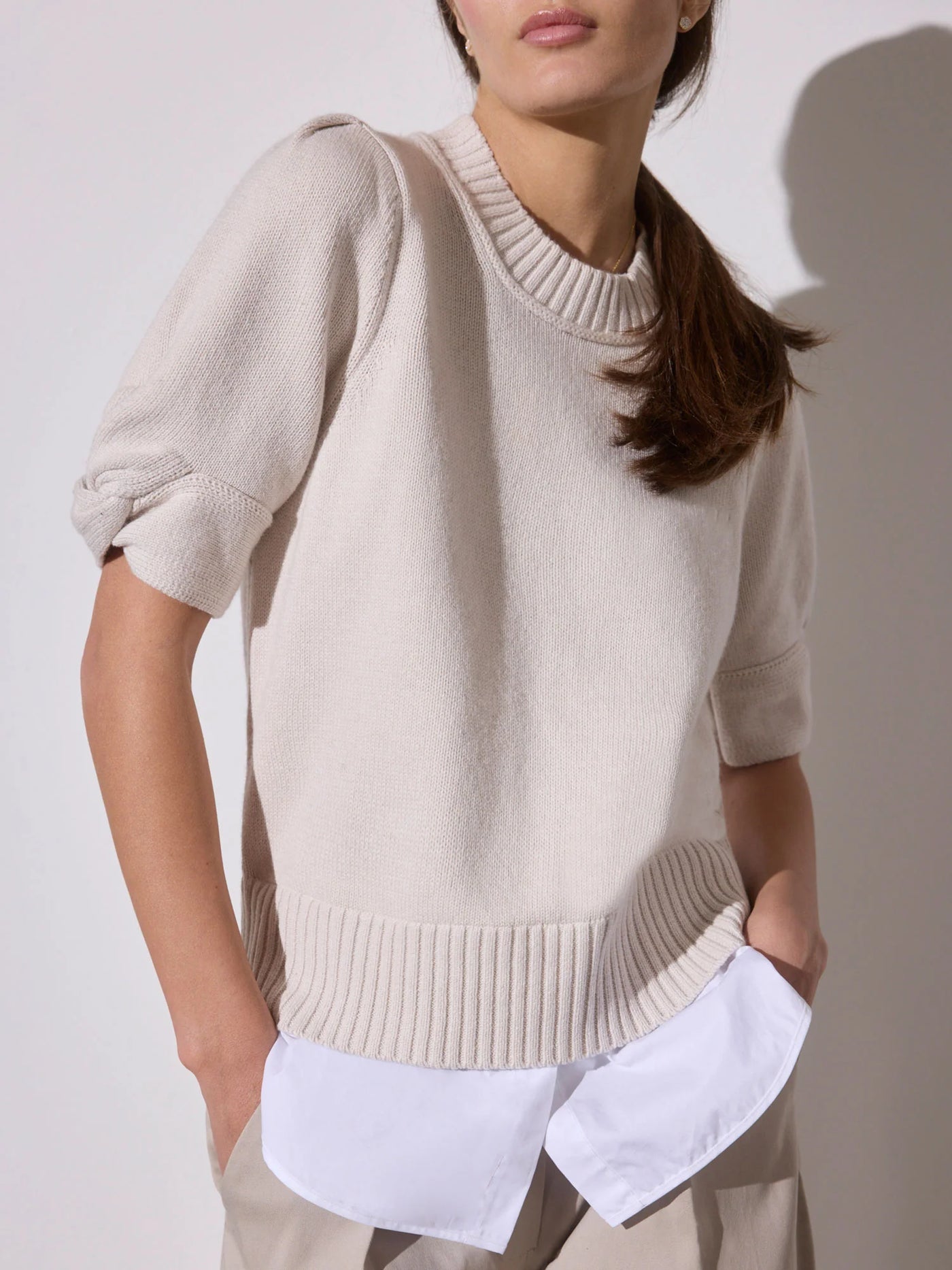 Brochu Walker Emmet Knot Sleeve Looker Top - Grey