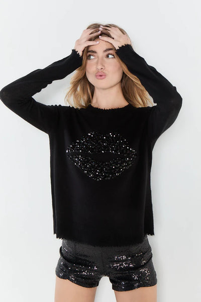 Lisa Todd Lip Service Embellished Sweater - Black