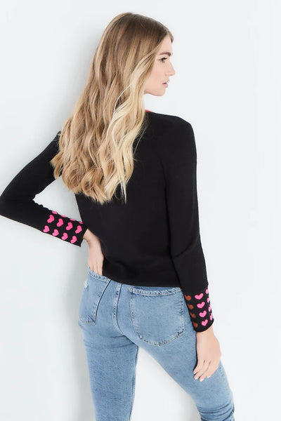 Lisa Todd “Cuff Bluff” Black Sweater w/ Colourful Collar