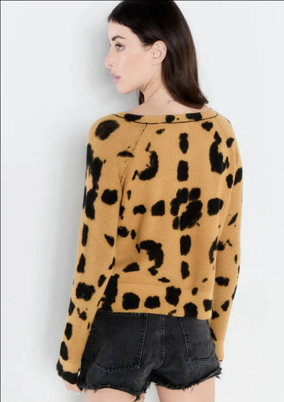 Lisa Todd “Hazy Daze” Mustard Honey Animal Print Sweater