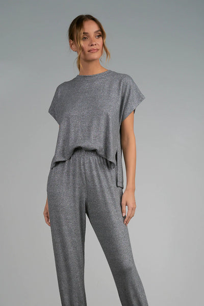 Elan T-shirt Back Cutout Jumpsuit - Grey