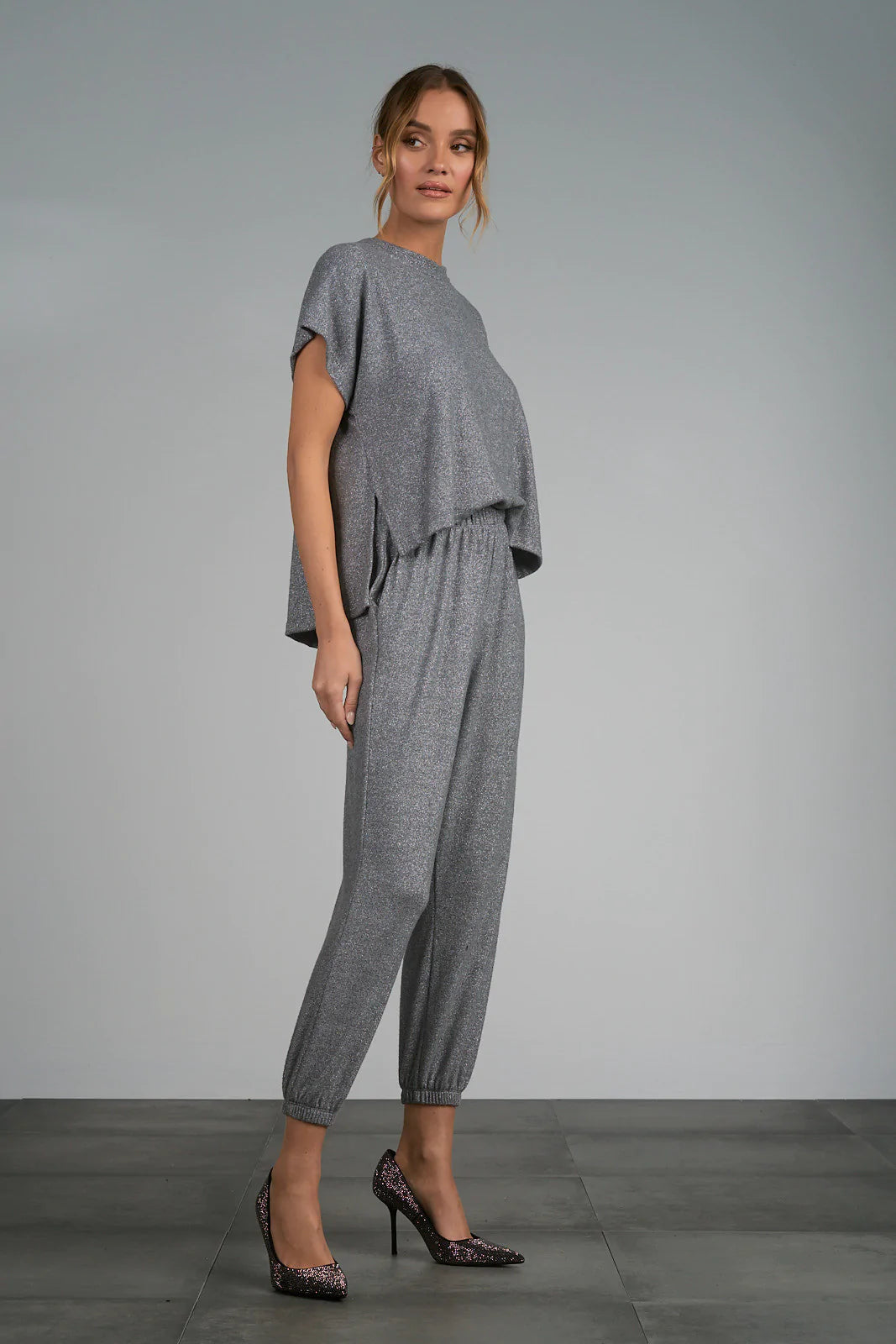Elan T-shirt Back Cutout Jumpsuit - Grey