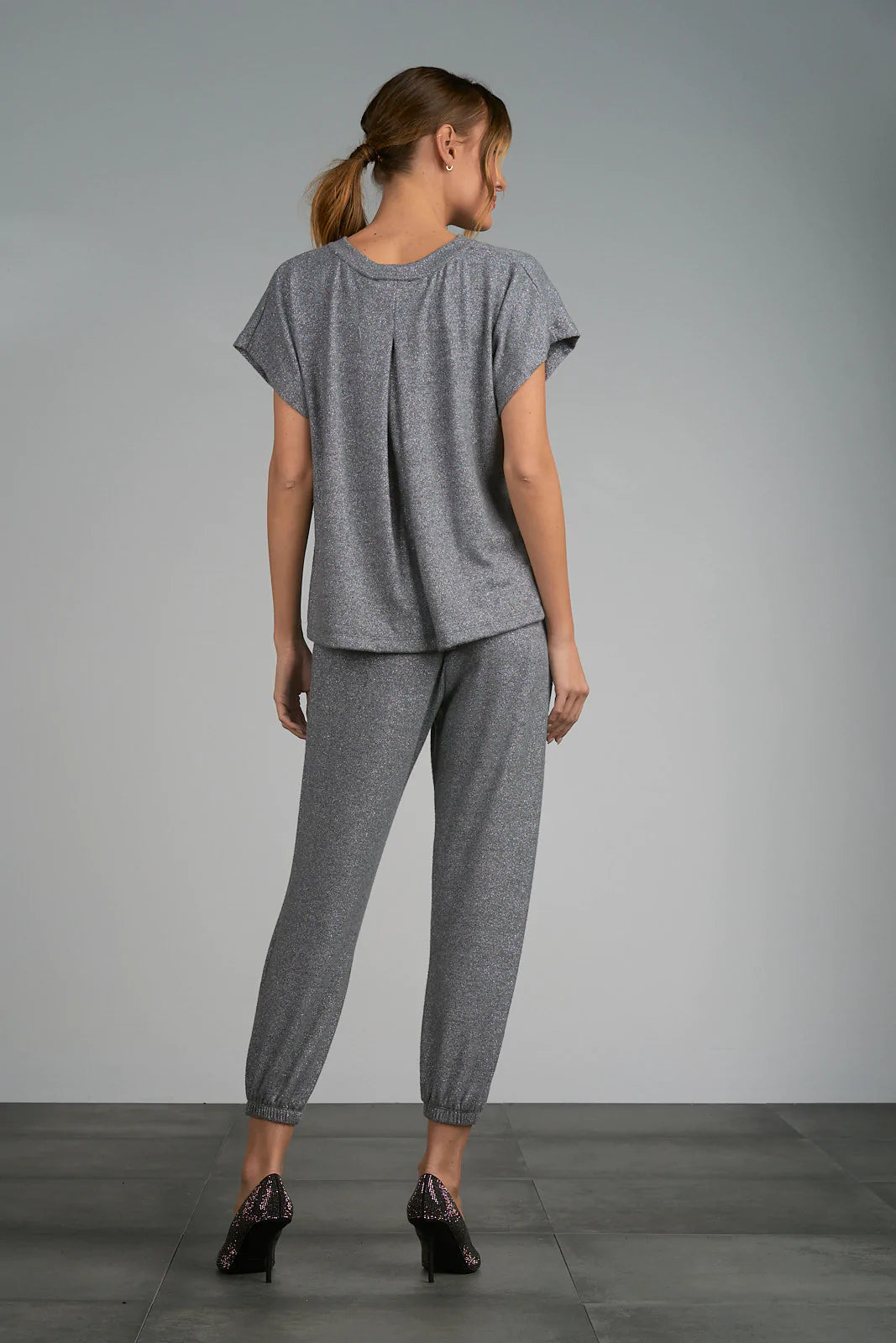 Elan T-shirt Back Cutout Jumpsuit - Grey