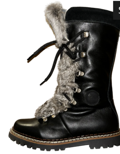 Ammann Malix Tall Black Lined Smooth Leather Fur Boots