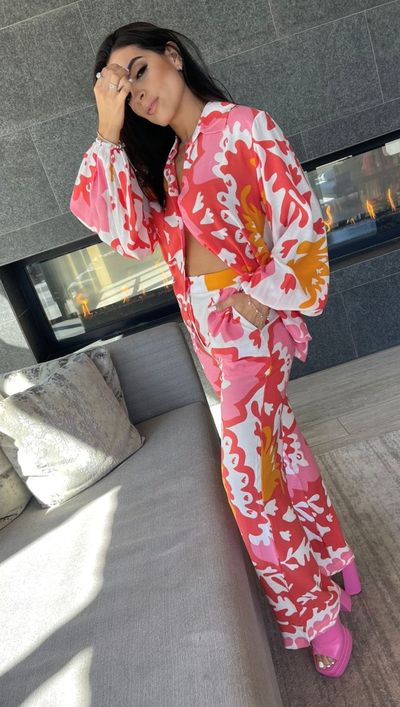The Pink Door Abstract Print Pants